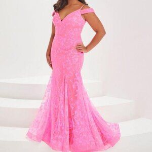 Size 18 Pink Floral Christina Wu Prom Dress